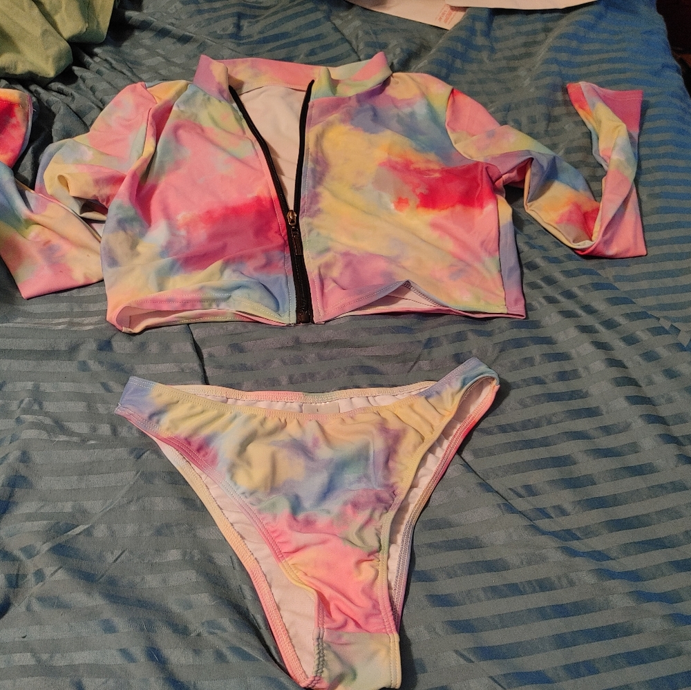 Tie Dye Long Sleeved Swimsuit